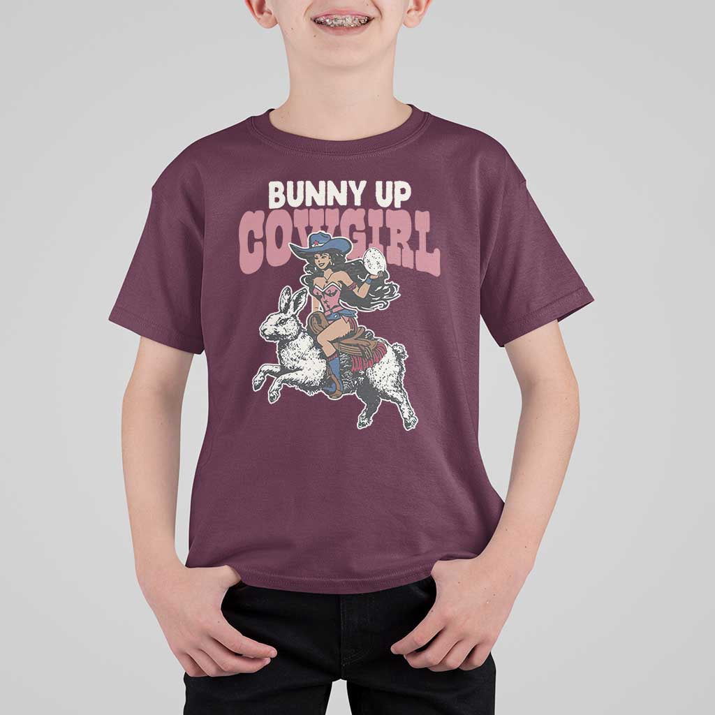 Funny Easter Day Western T Shirt For Kid Bunny Up Cowgirl Country Bunny