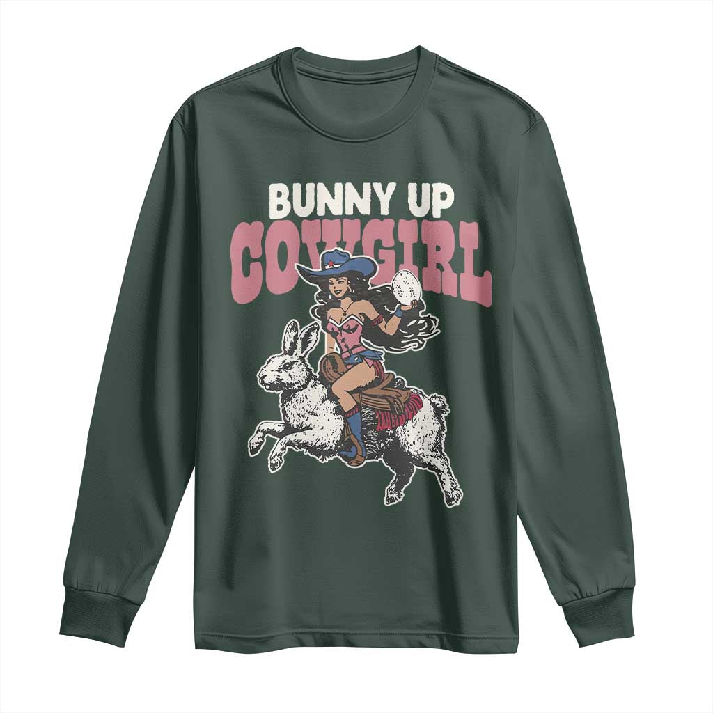 Funny Easter Day Western Long Sleeve Shirt Bunny Up Cowgirl Country Bunny