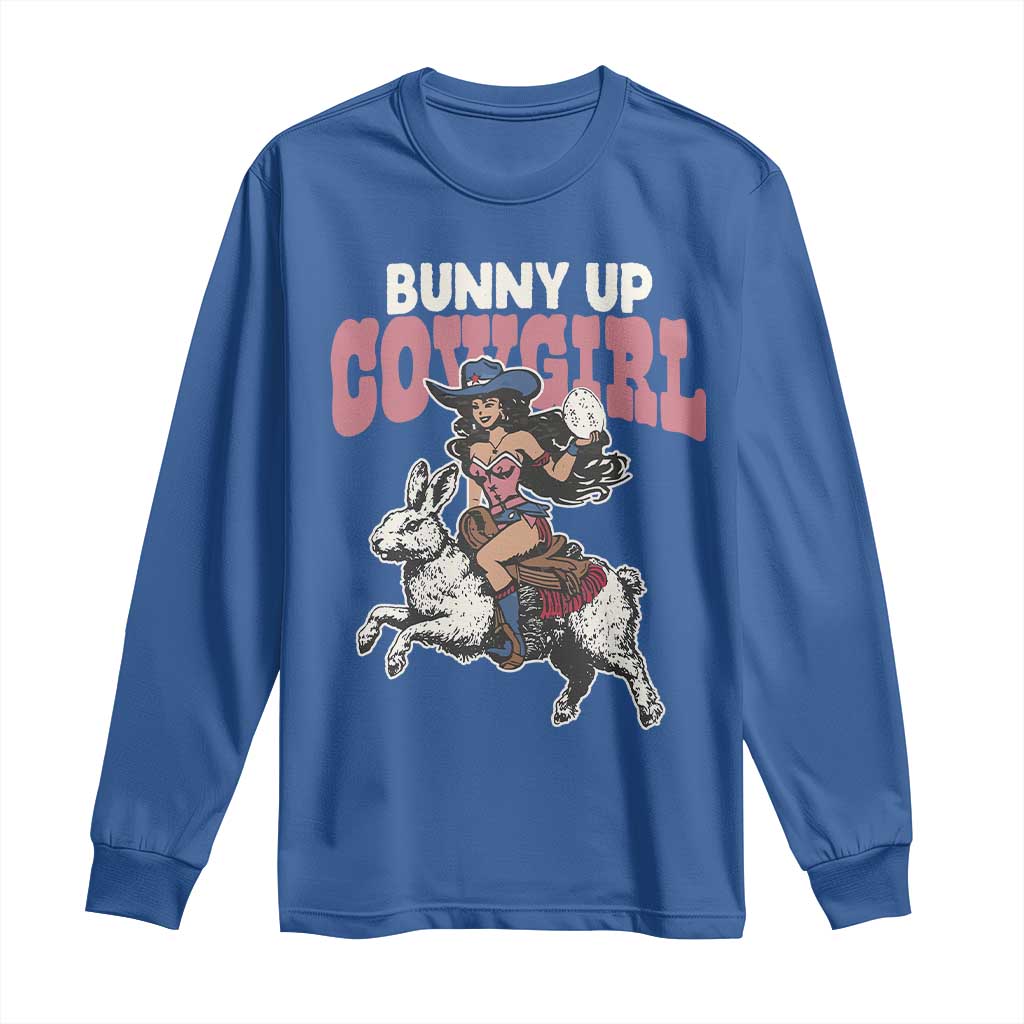 Funny Easter Day Western Long Sleeve Shirt Bunny Up Cowgirl Country Bunny