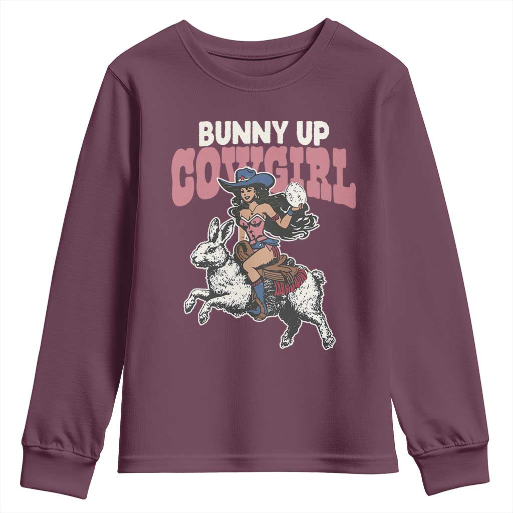 Funny Easter Day Western Youth Sweatshirt Bunny Up Cowgirl Country Bunny