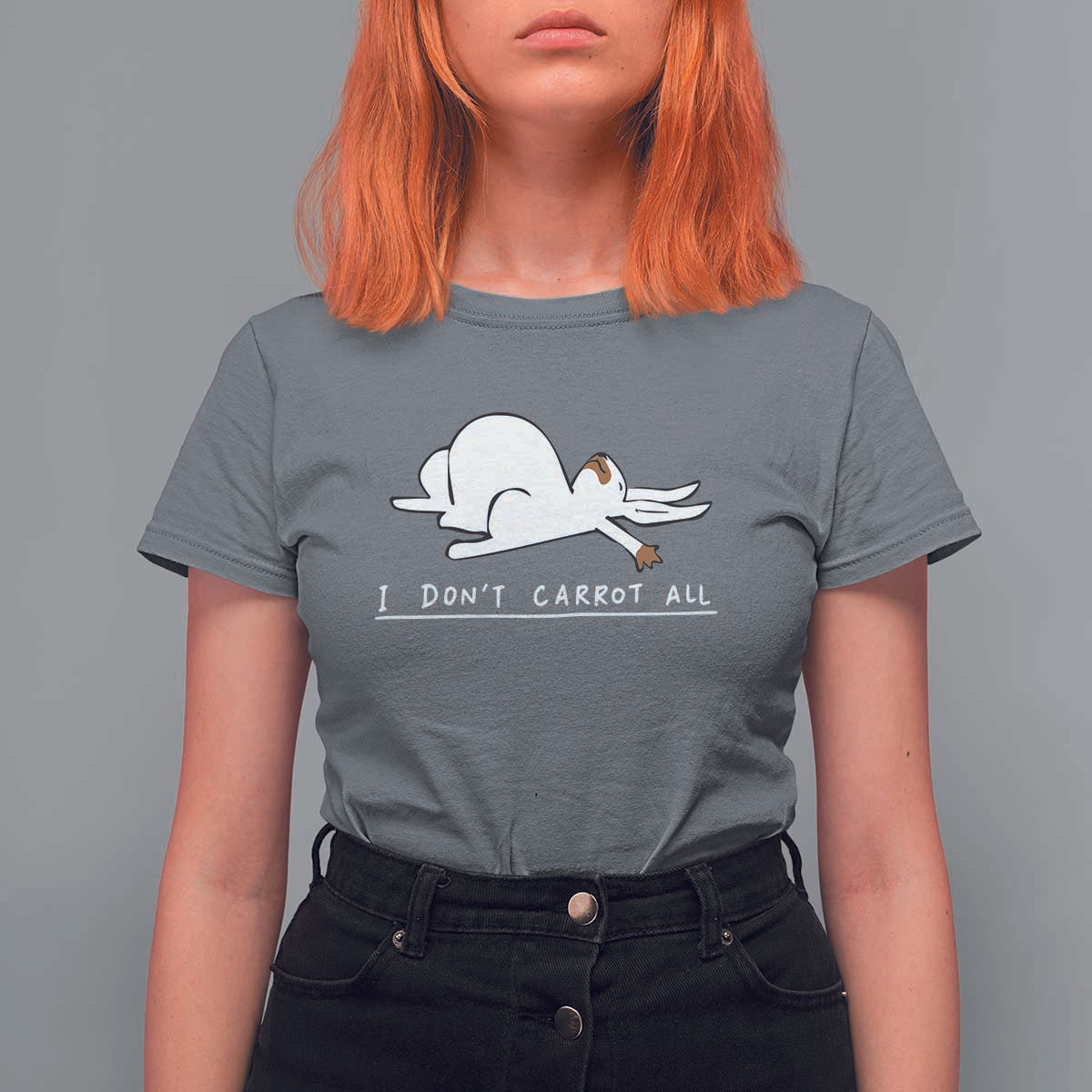 Funny Rabbit I Don't Carrot All T Shirt For Women Lazy Bunny Easter Day