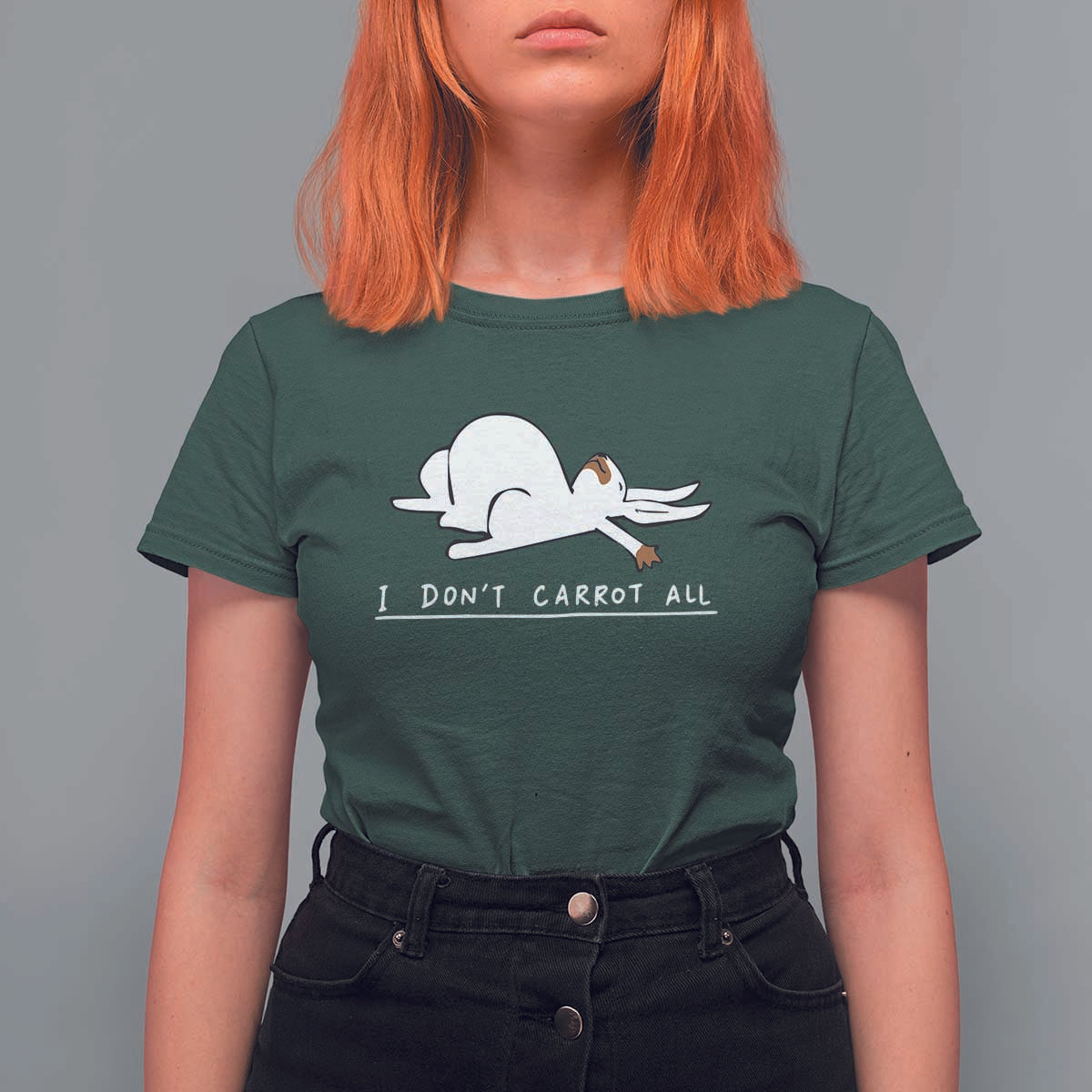 Funny Rabbit I Don't Carrot All T Shirt For Women Lazy Bunny Easter Day