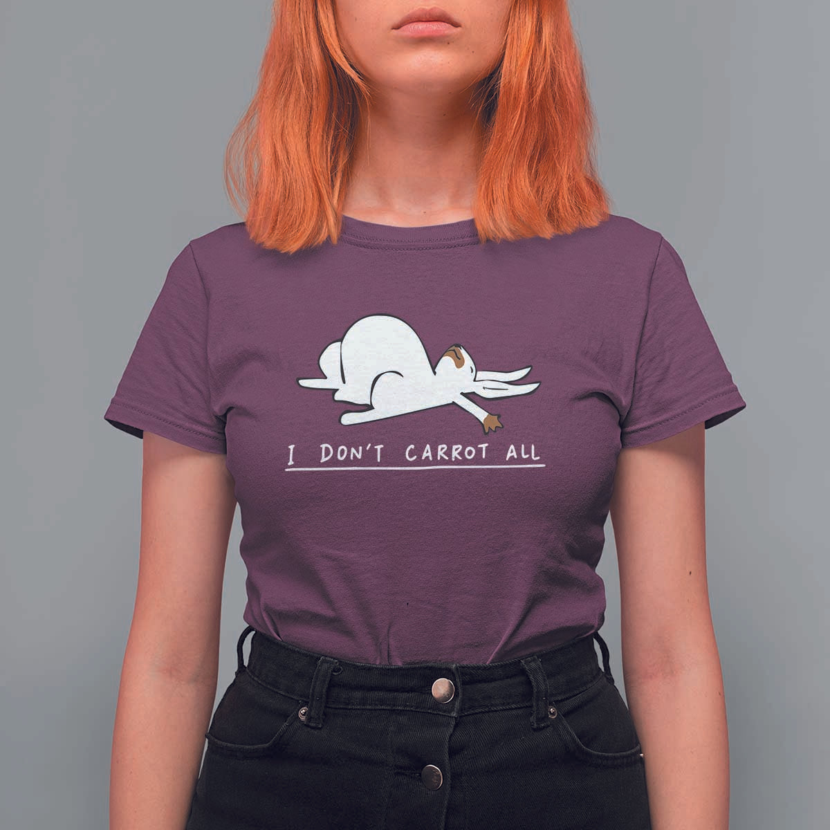 Funny Rabbit I Don't Carrot All T Shirt For Women Lazy Bunny Easter Day