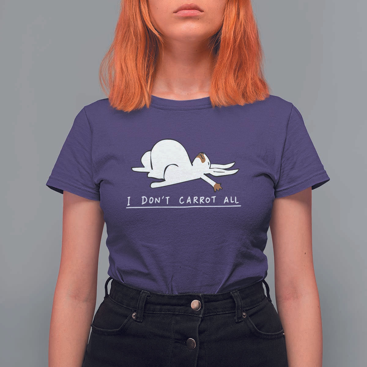 Funny Rabbit I Don't Carrot All T Shirt For Women Lazy Bunny Easter Day