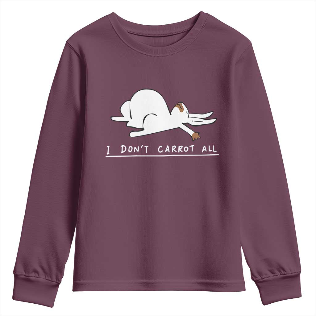 Funny Rabbit I Don't Carrot All Youth Sweatshirt Lazy Bunny Easter Day