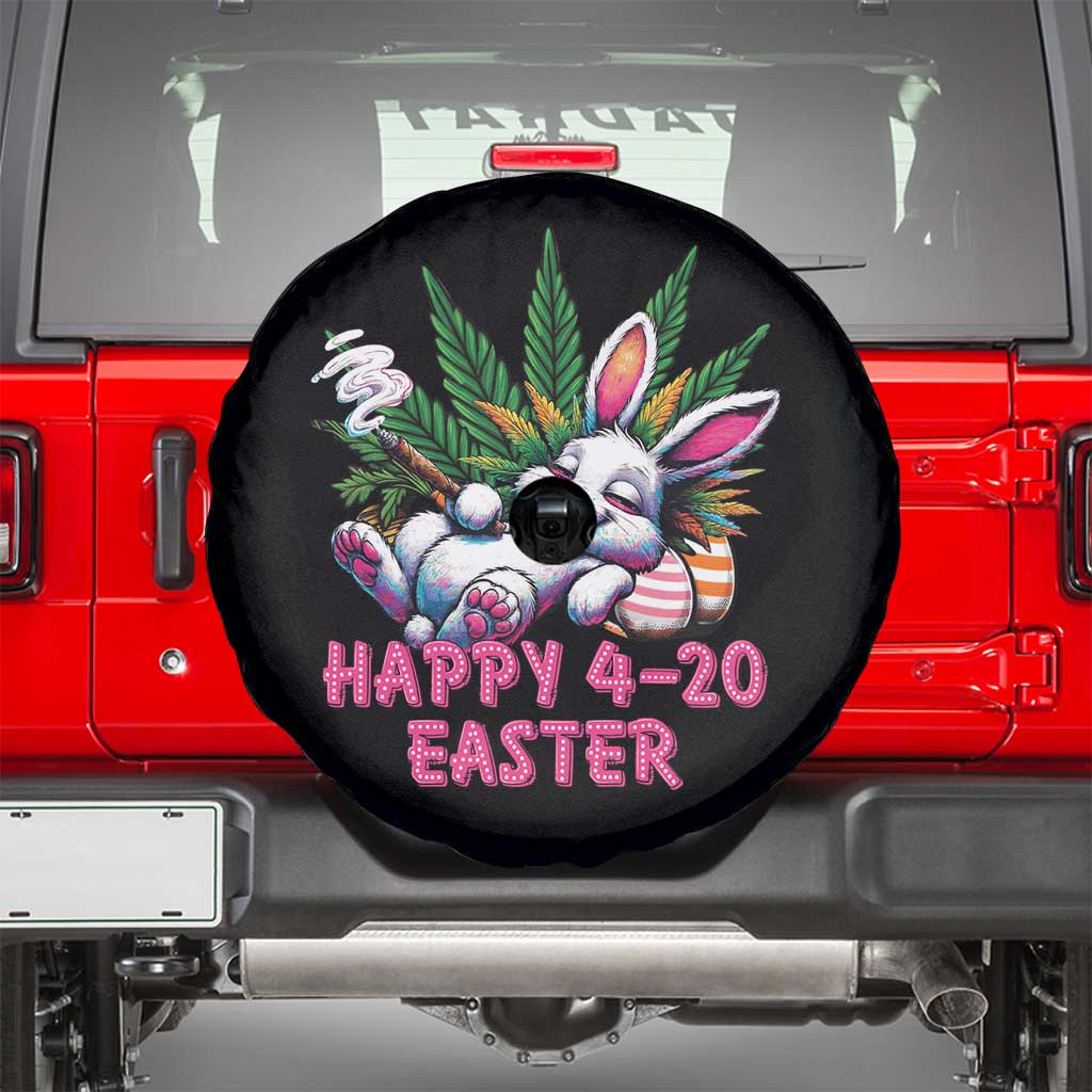 Funny Easter Day Cannabis Weed Spare Tire Cover Happy 420 Easter Bunny