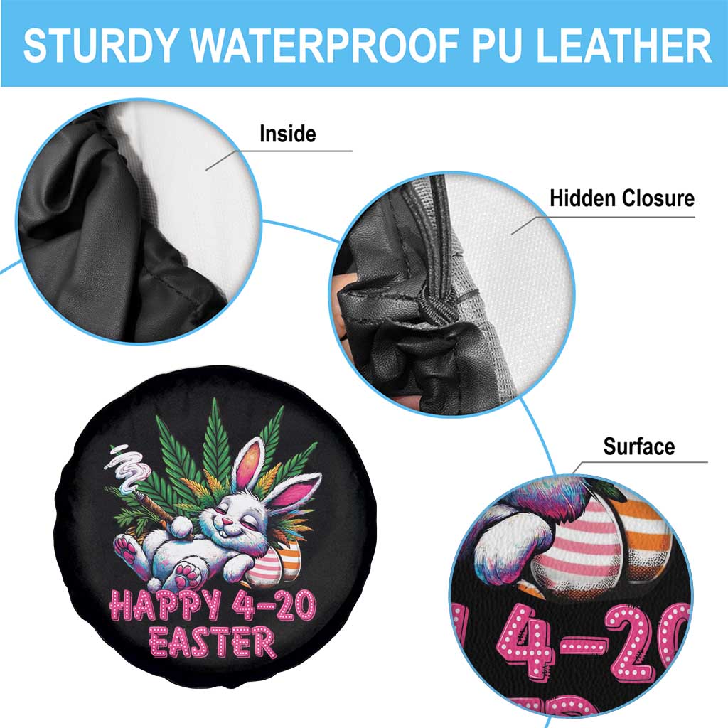 Funny Easter Day Cannabis Weed Spare Tire Cover Happy 420 Easter Bunny