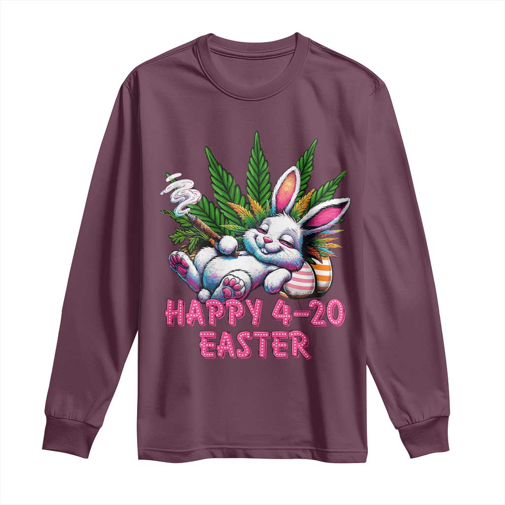 Funny Easter Day Cannabis Weed Long Sleeve Shirt Happy 420 Easter Bunny