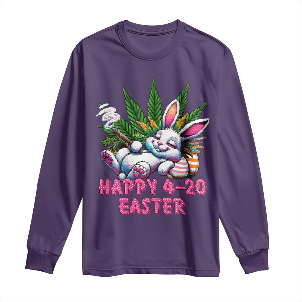 Funny Easter Day Cannabis Weed Long Sleeve Shirt Happy 420 Easter Bunny