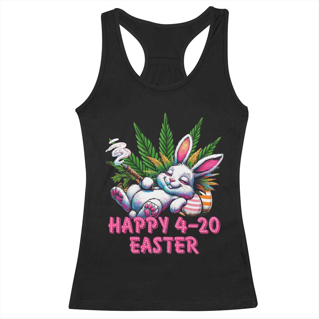 Funny Easter Day Cannabis Weed Racerback Tank Top Happy 420 Easter Bunny