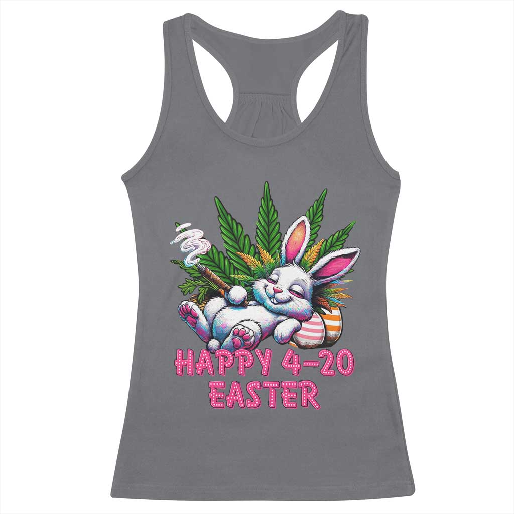 Funny Easter Day Cannabis Weed Racerback Tank Top Happy 420 Easter Bunny