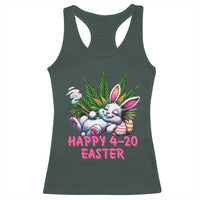 Funny Easter Day Cannabis Weed Racerback Tank Top Happy 420 Easter Bunny
