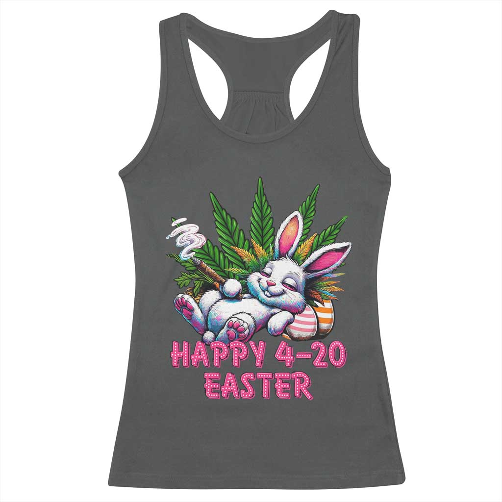 Funny Easter Day Cannabis Weed Racerback Tank Top Happy 420 Easter Bunny
