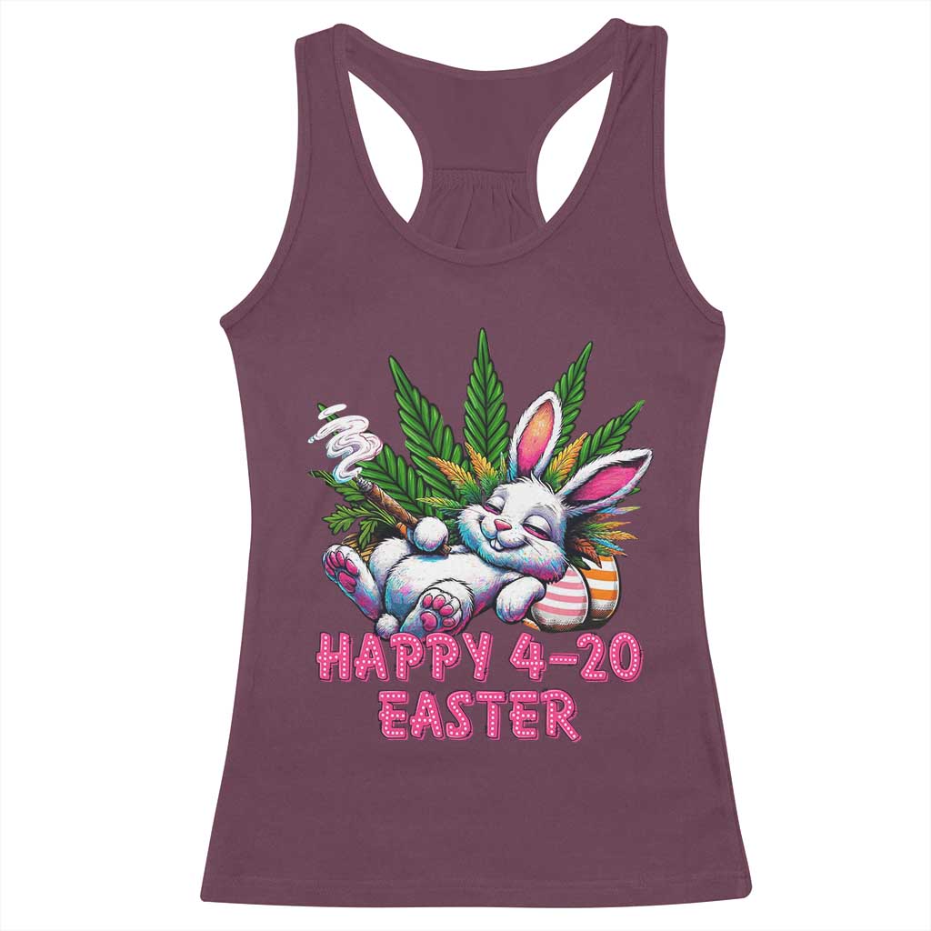 Funny Easter Day Cannabis Weed Racerback Tank Top Happy 420 Easter Bunny