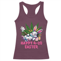 Funny Easter Day Cannabis Weed Racerback Tank Top Happy 420 Easter Bunny