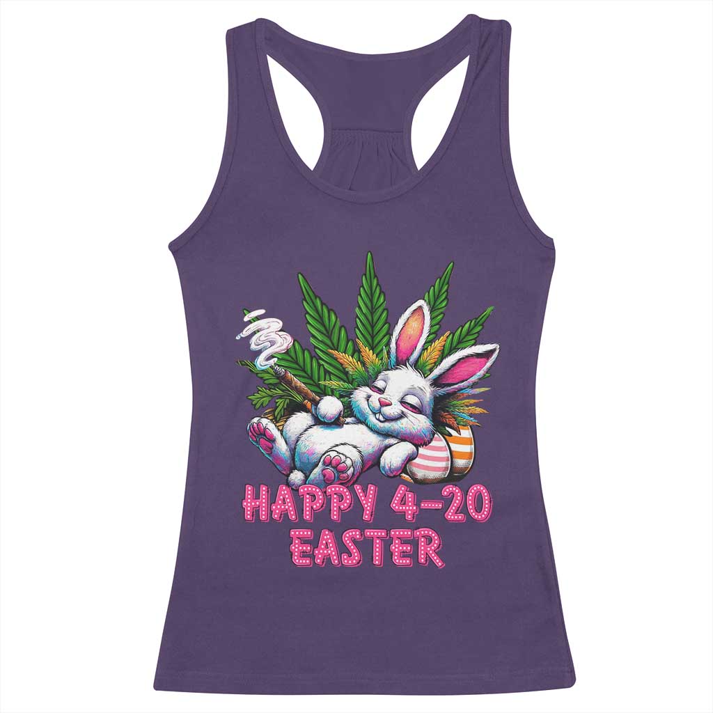 Funny Easter Day Cannabis Weed Racerback Tank Top Happy 420 Easter Bunny