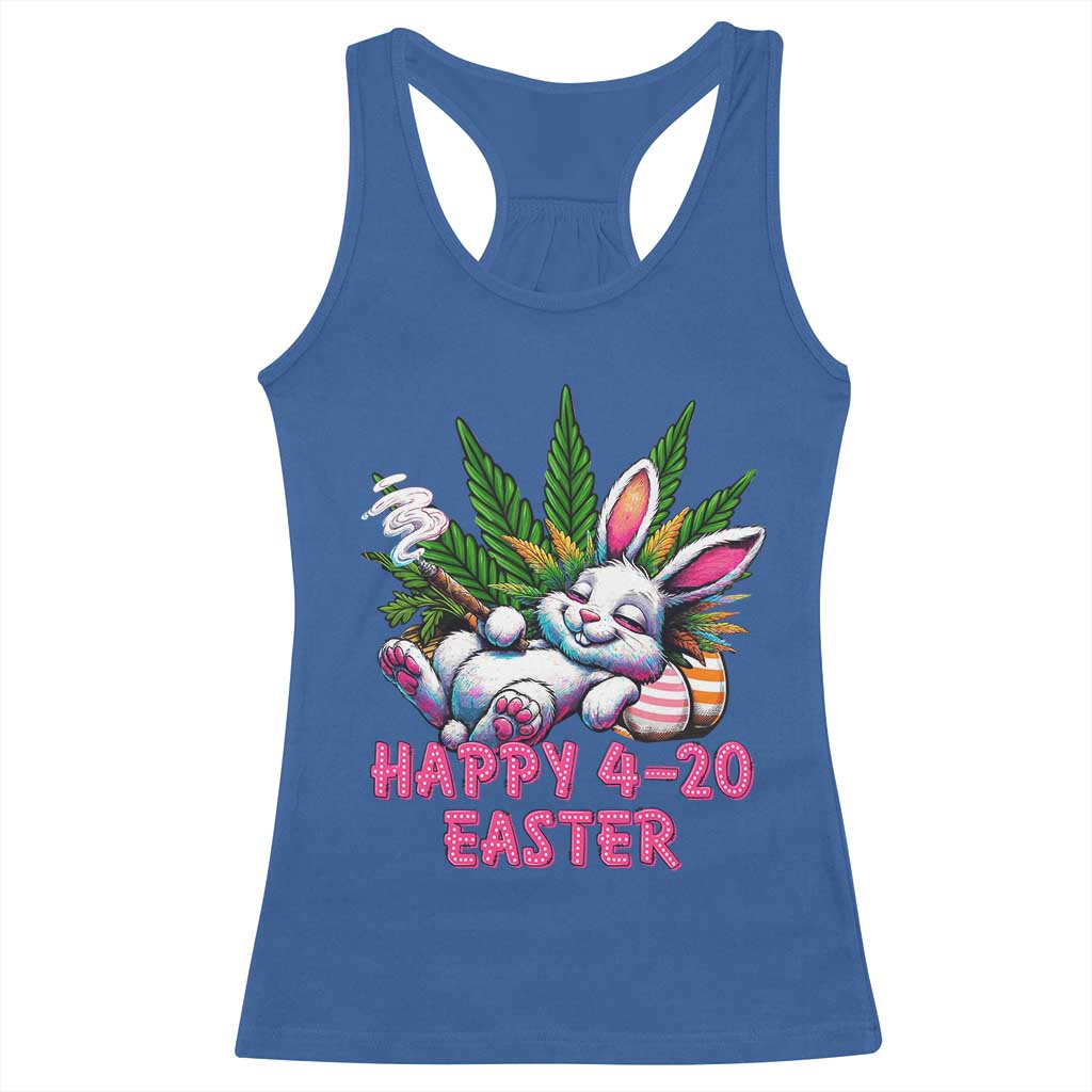 Funny Easter Day Cannabis Weed Racerback Tank Top Happy 420 Easter Bunny