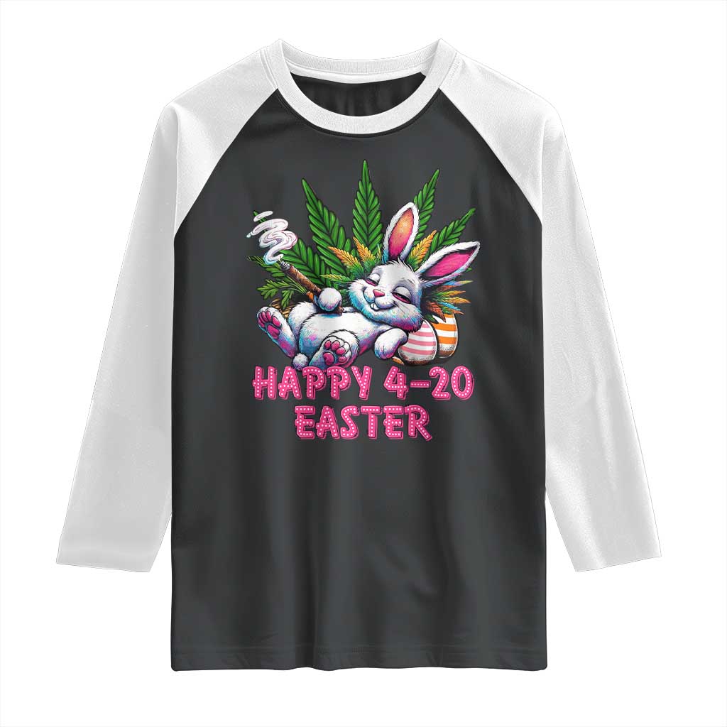 Funny Easter Day Cannabis Weed Raglan Shirt Happy 420 Easter Bunny