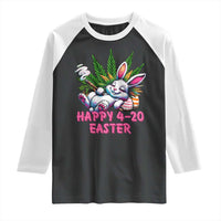 Funny Easter Day Cannabis Weed Raglan Shirt Happy 420 Easter Bunny