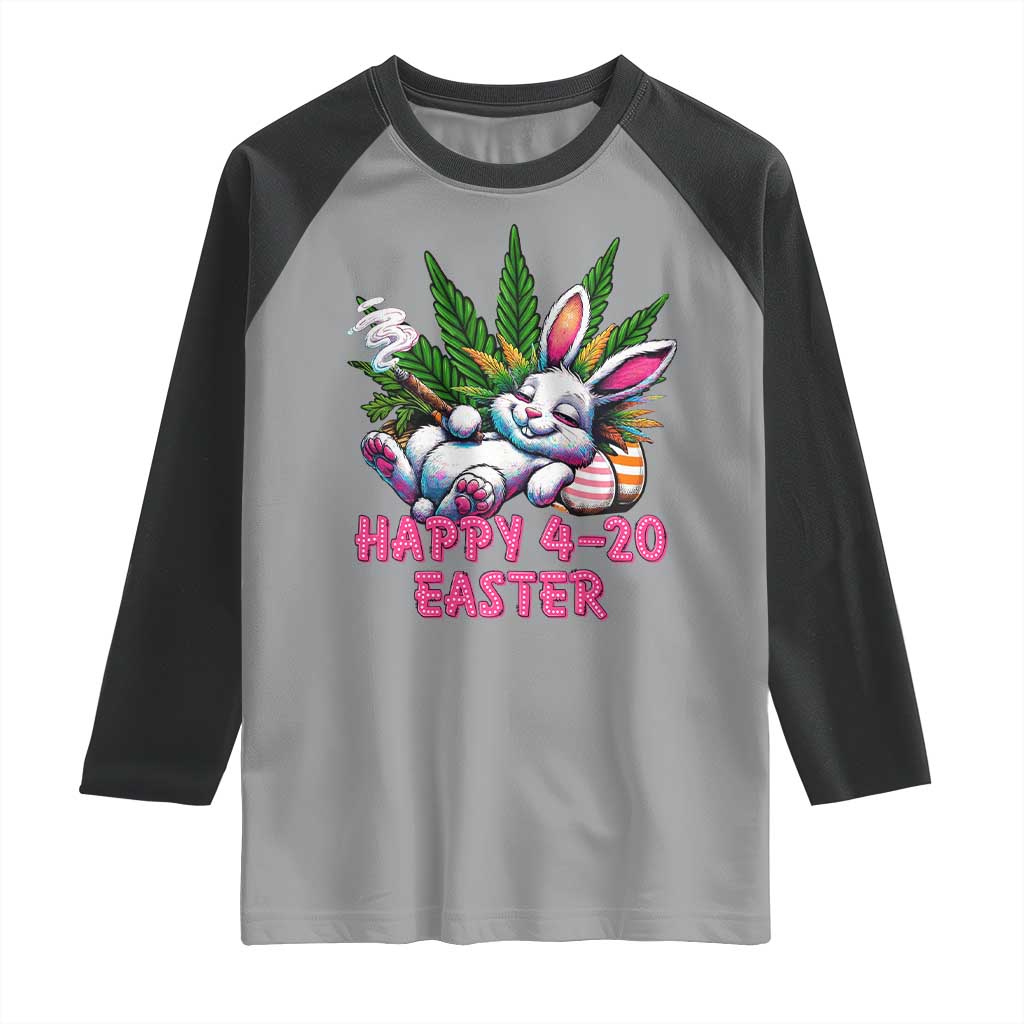 Funny Easter Day Cannabis Weed Raglan Shirt Happy 420 Easter Bunny