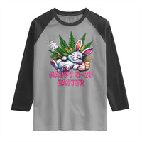 Funny Easter Day Cannabis Weed Raglan Shirt Happy 420 Easter Bunny