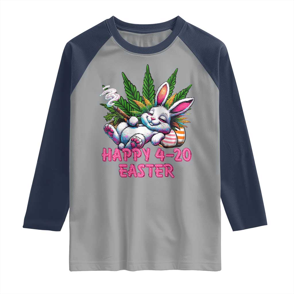 Funny Easter Day Cannabis Weed Raglan Shirt Happy 420 Easter Bunny