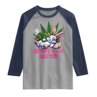 Funny Easter Day Cannabis Weed Raglan Shirt Happy 420 Easter Bunny