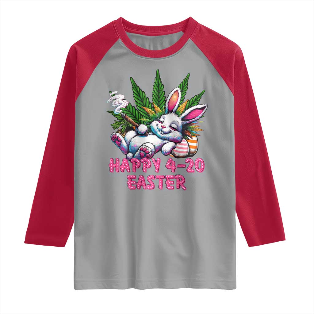 Funny Easter Day Cannabis Weed Raglan Shirt Happy 420 Easter Bunny