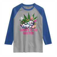 Funny Easter Day Cannabis Weed Raglan Shirt Happy 420 Easter Bunny