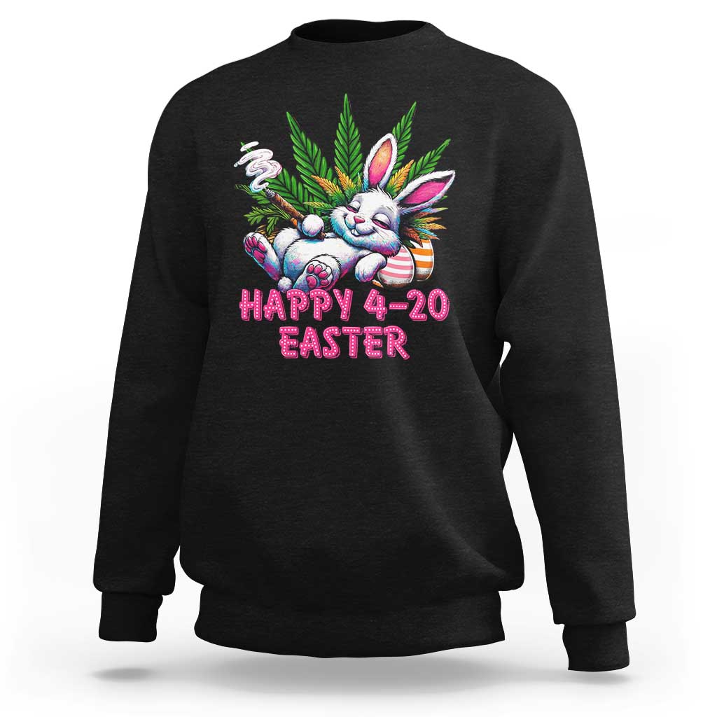 Funny Easter Day Cannabis Weed Sweatshirt Happy 420 Easter Bunny