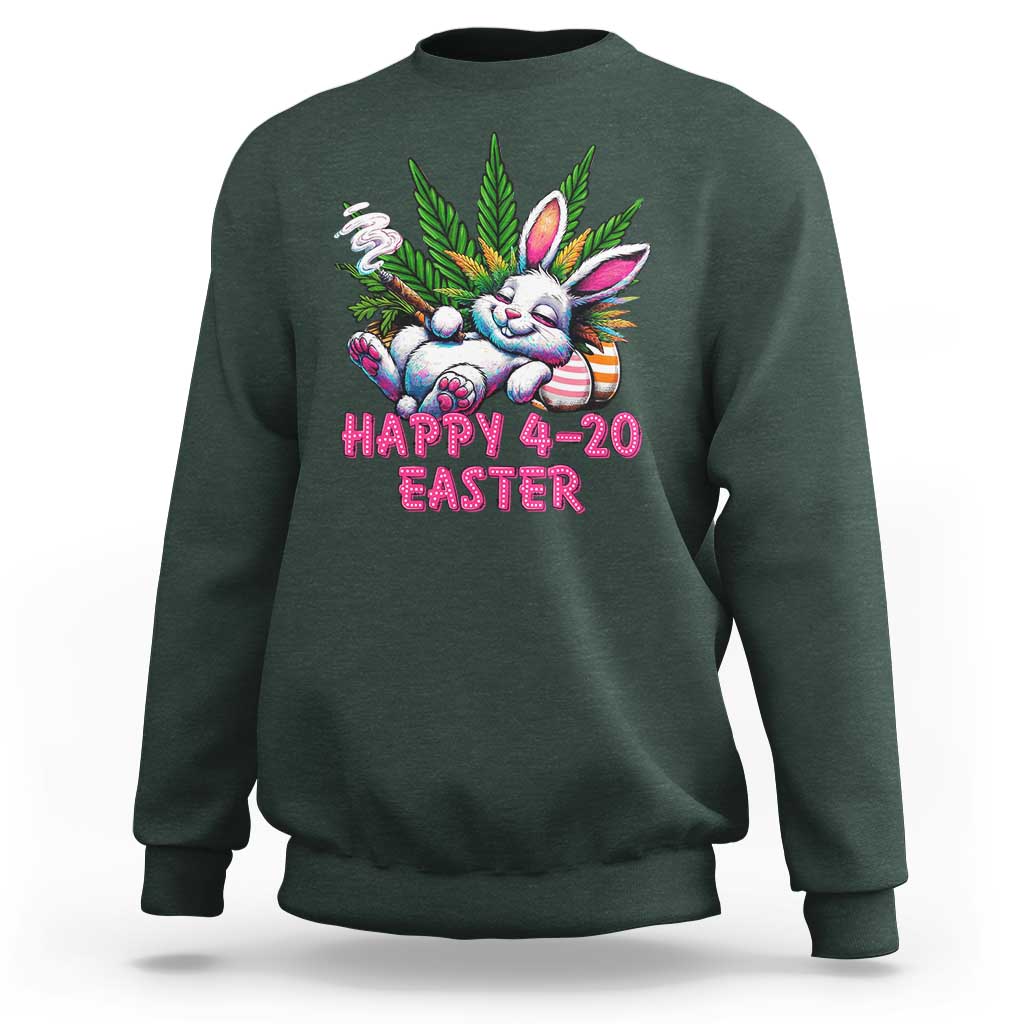Funny Easter Day Cannabis Weed Sweatshirt Happy 420 Easter Bunny
