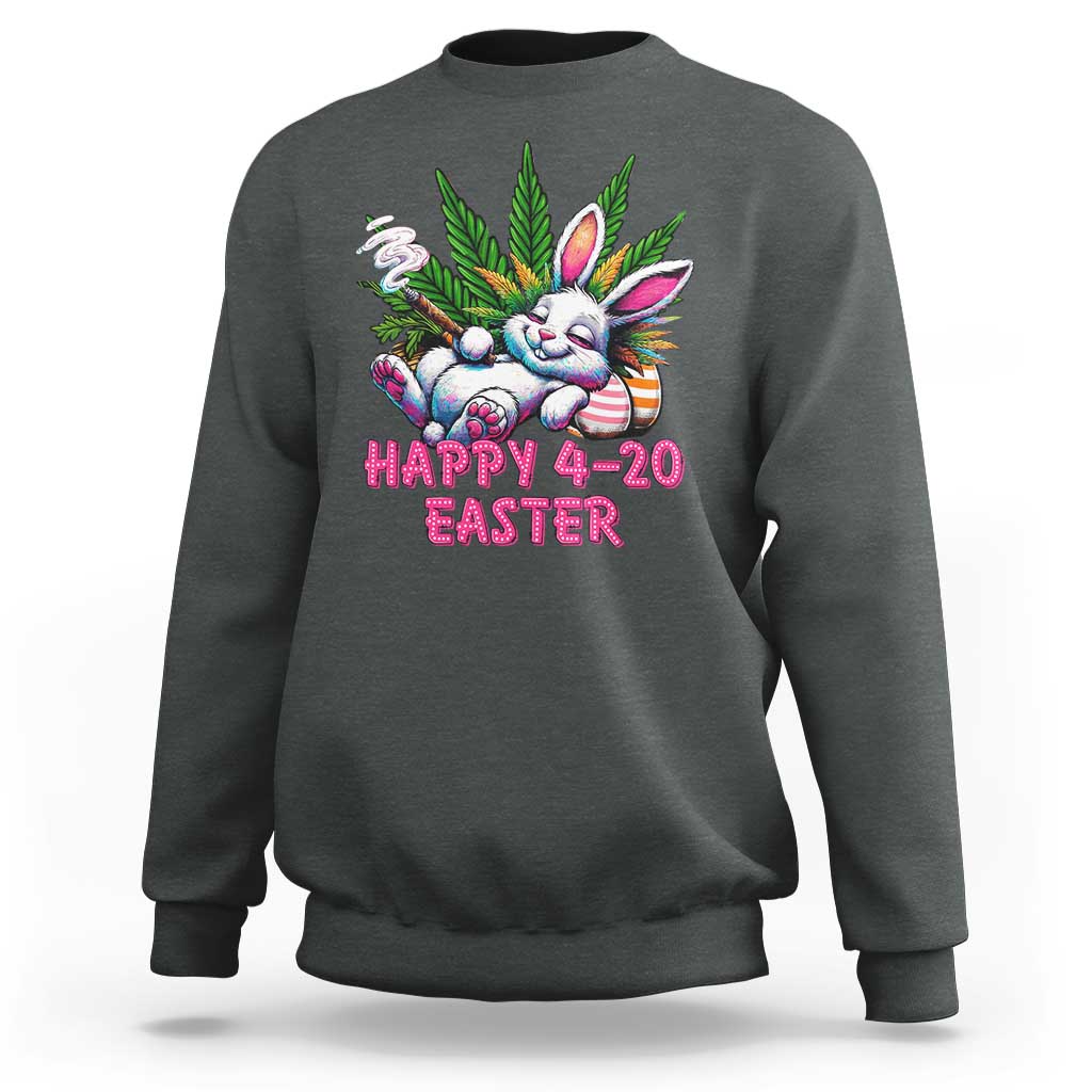 Funny Easter Day Cannabis Weed Sweatshirt Happy 420 Easter Bunny