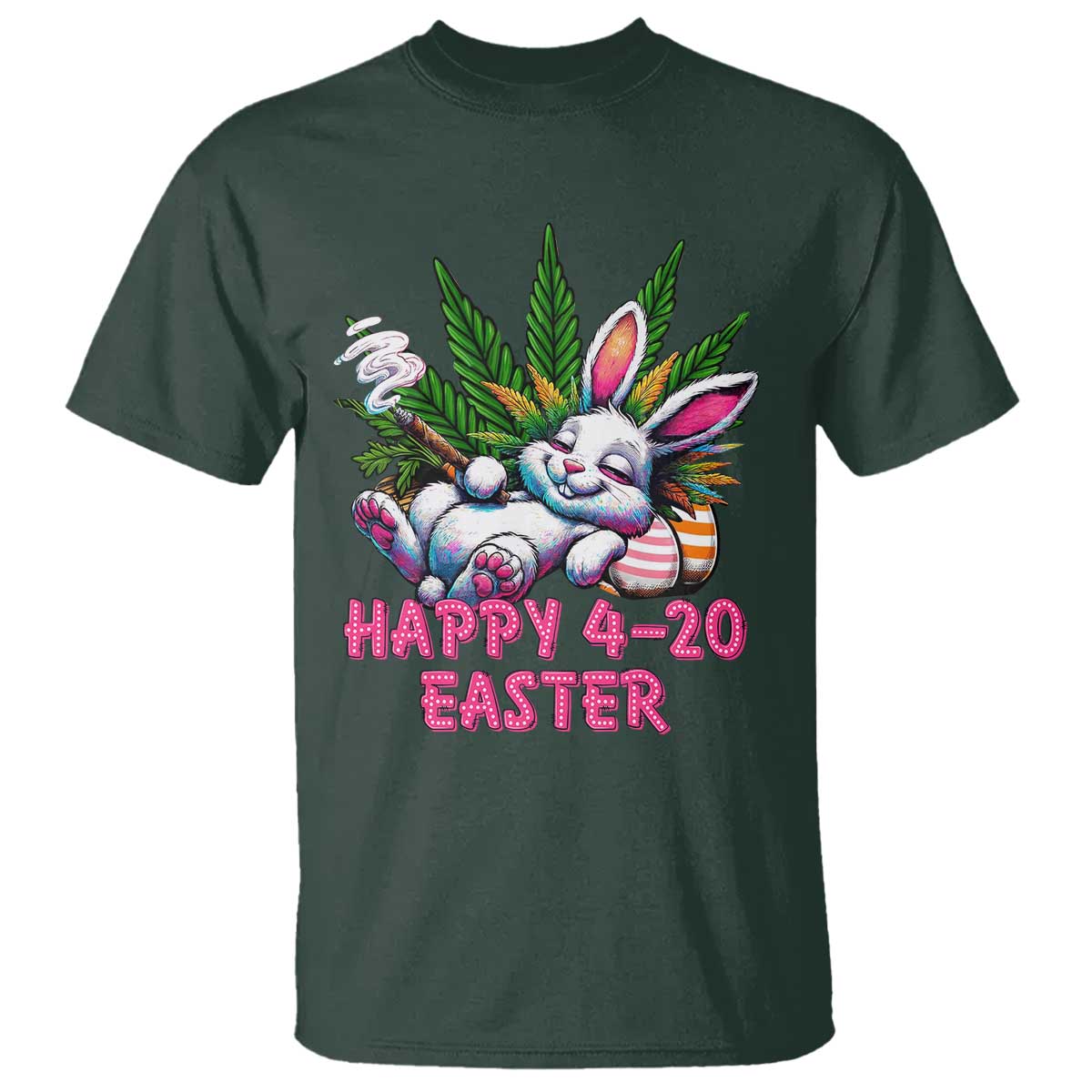 Funny Easter Day Cannabis Weed T Shirt Happy 420 Easter Bunny