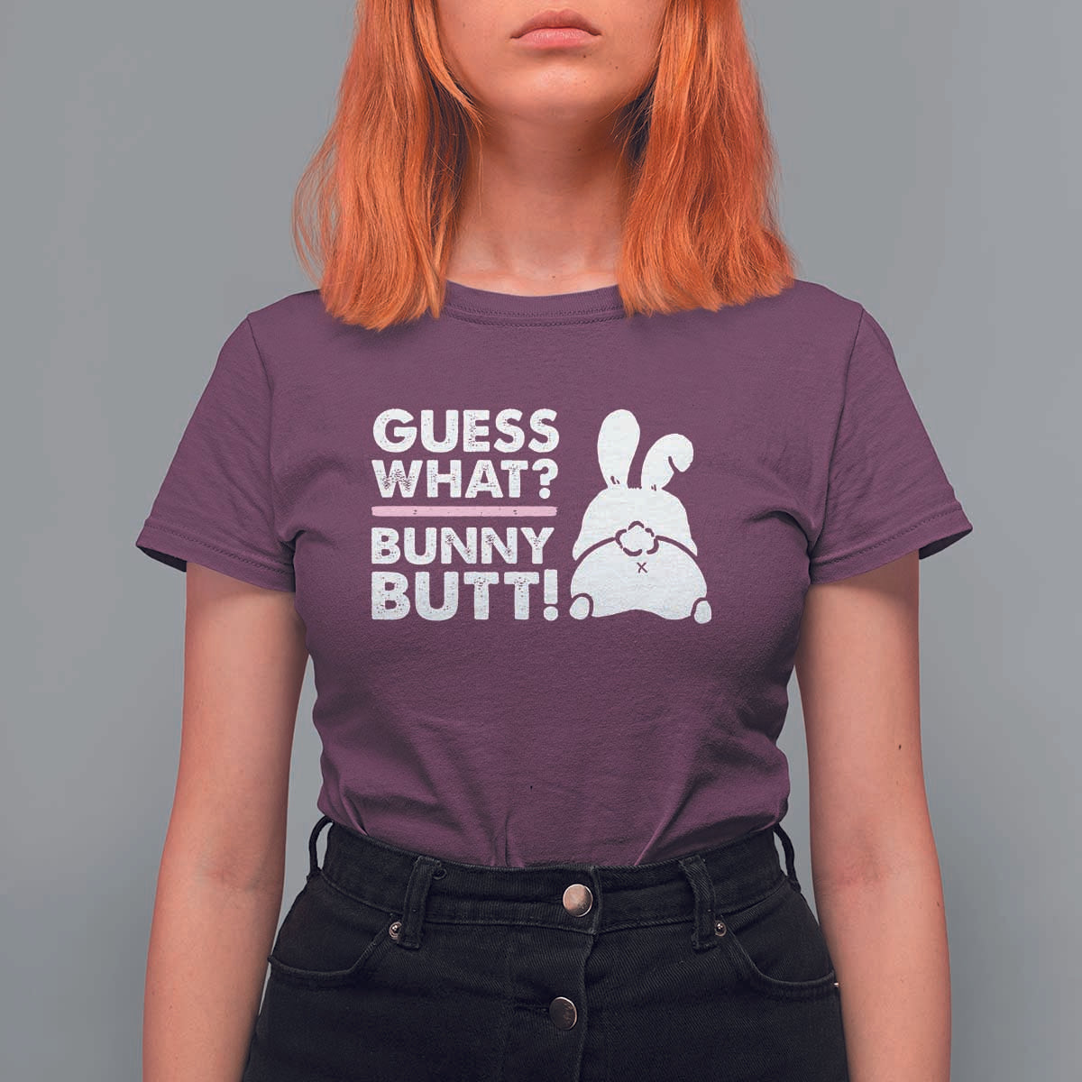 Funny Rabbit Guess What Bunny Butt T Shirt For Women