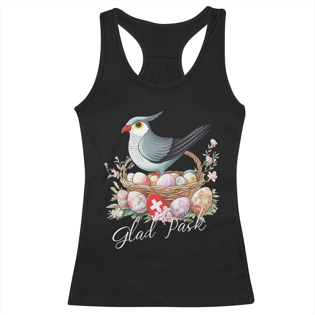 Funny Swedish Easter Day Racerback Tank Top Glad Pask Easter Eggs Cuckoo Bird