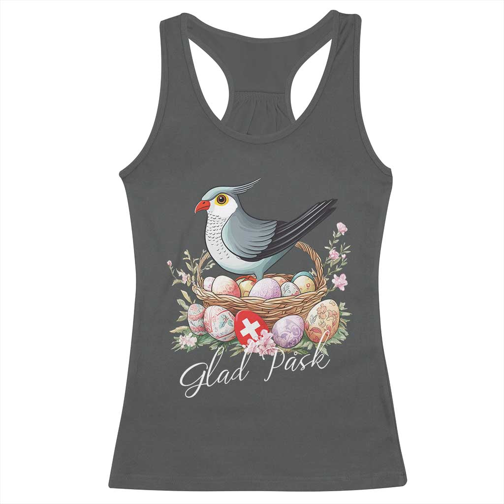 Funny Swedish Easter Day Racerback Tank Top Glad Pask Easter Eggs Cuckoo Bird