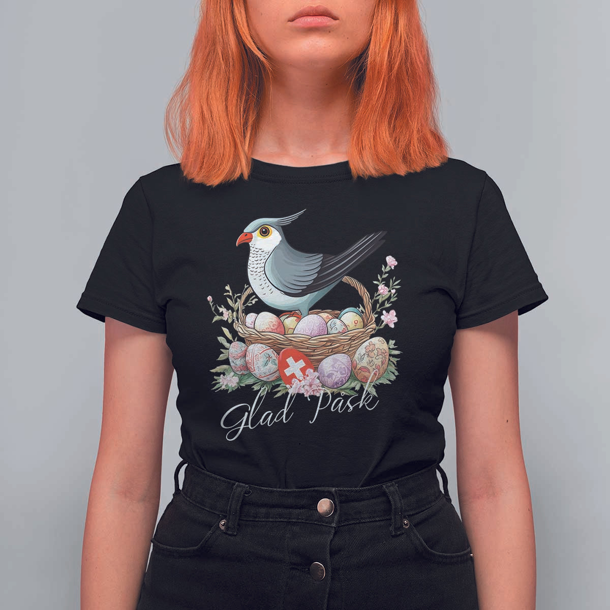 Funny Swedish Easter Day T Shirt For Women Glad Pask Easter Eggs Cuckoo Bird