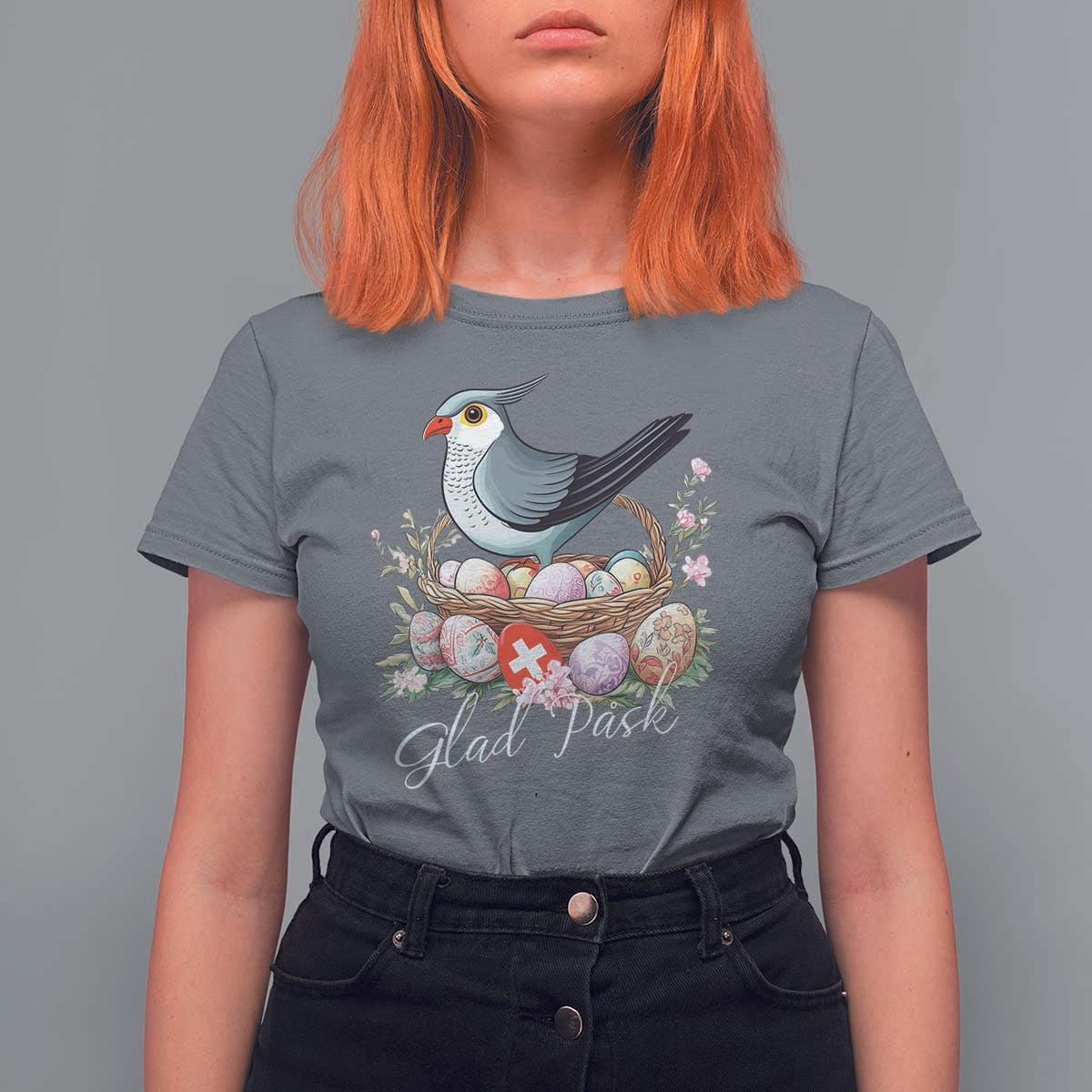 Funny Swedish Easter Day T Shirt For Women Glad Pask Easter Eggs Cuckoo Bird