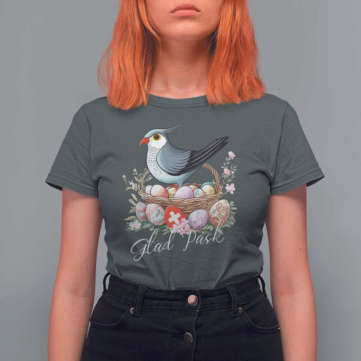 Funny Swedish Easter Day T Shirt For Women Glad Pask Easter Eggs Cuckoo Bird
