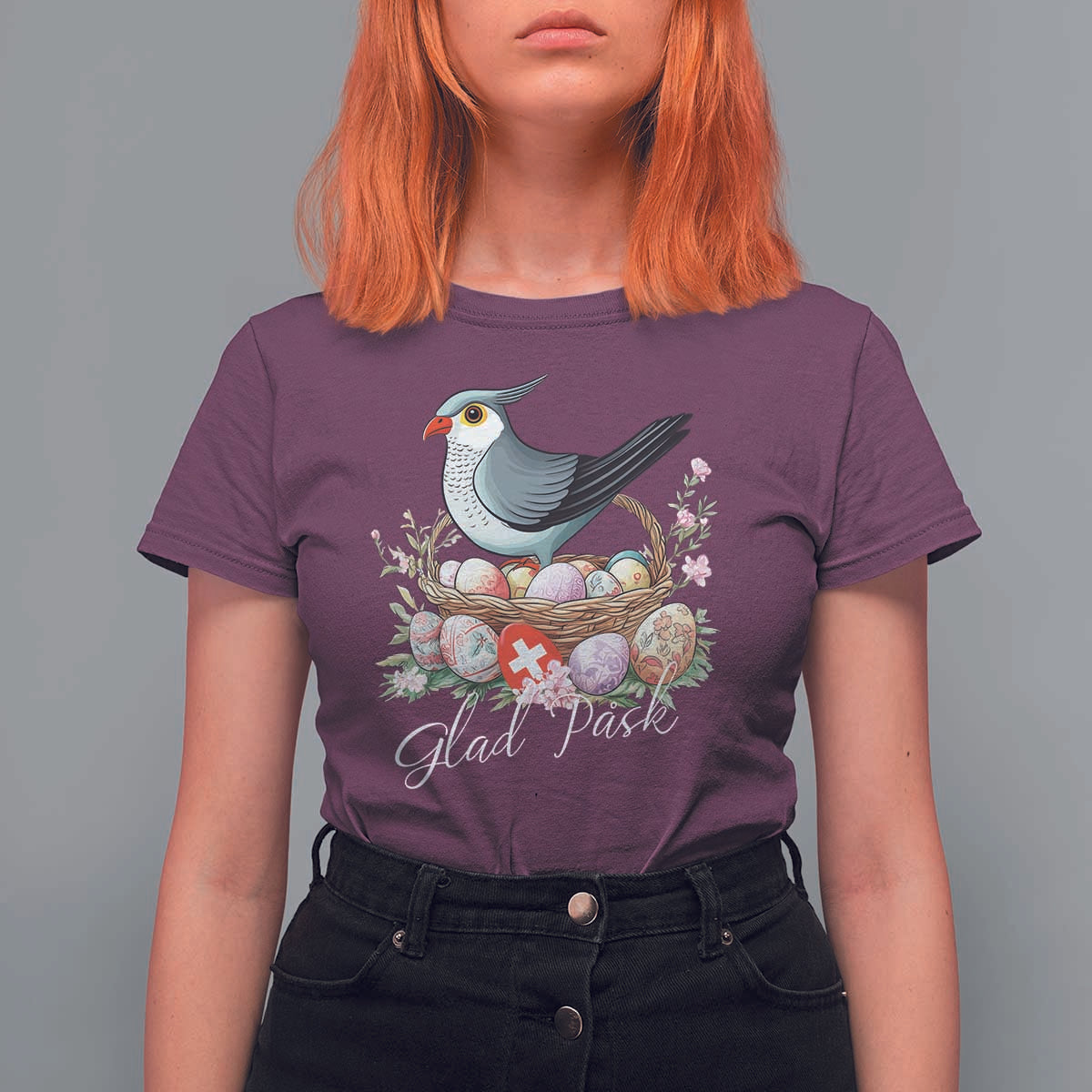 Funny Swedish Easter Day T Shirt For Women Glad Pask Easter Eggs Cuckoo Bird