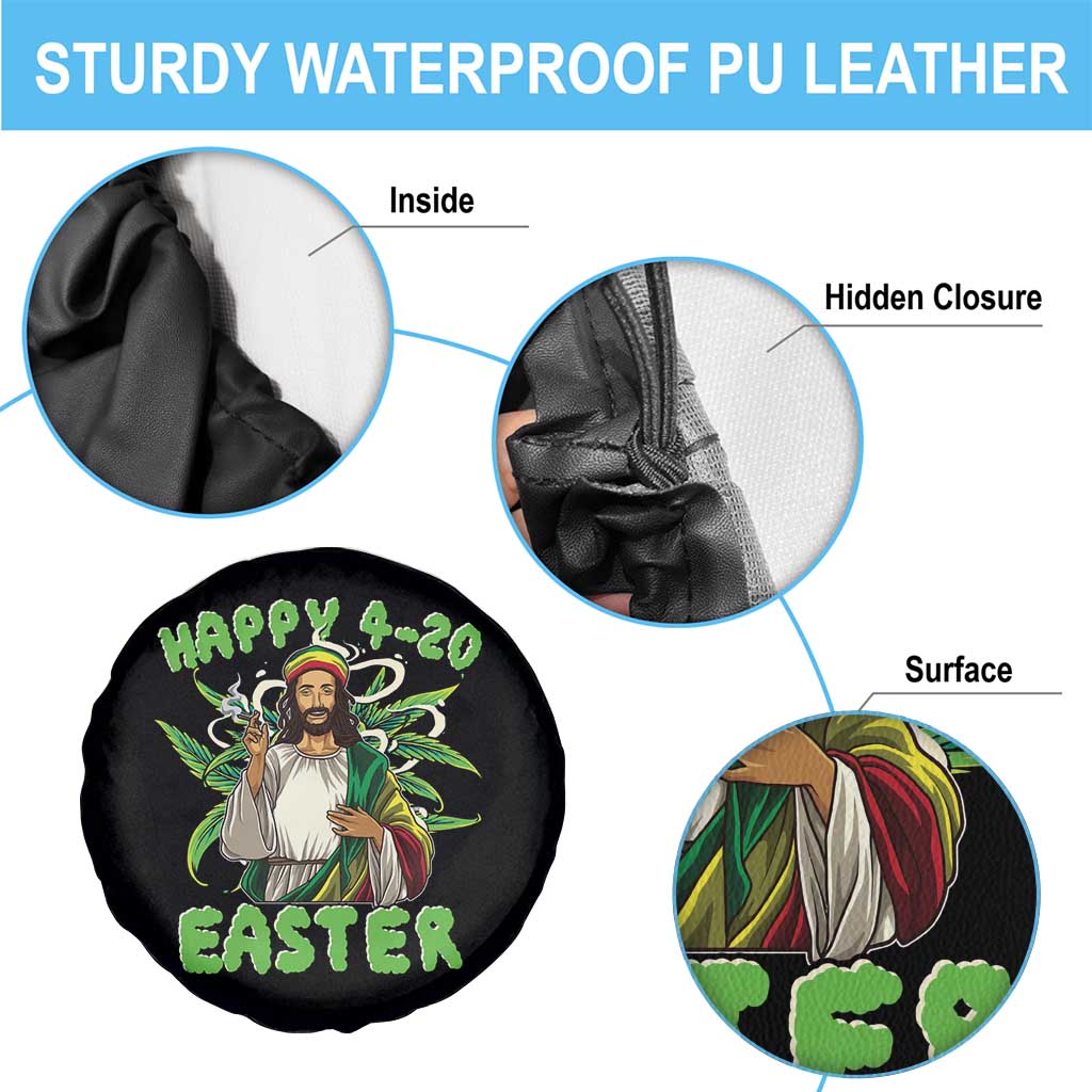 Funny Easter Day Christian Weed Spare Tire Cover Happy 420 Easter Jesus Smokes Stoner