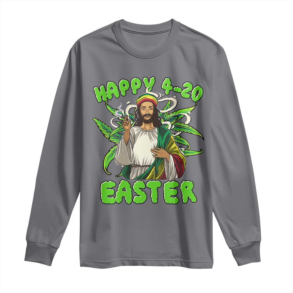 Funny Easter Day Christian Weed Long Sleeve Shirt Happy 420 Easter Jesus Smokes Stoner
