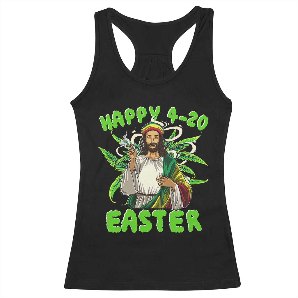 Funny Easter Day Christian Weed Racerback Tank Top Happy 420 Easter Jesus Smokes Stoner