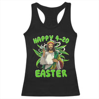 Funny Easter Day Christian Weed Racerback Tank Top Happy 420 Easter Jesus Smokes Stoner