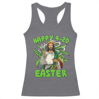 Funny Easter Day Christian Weed Racerback Tank Top Happy 420 Easter Jesus Smokes Stoner