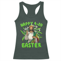 Funny Easter Day Christian Weed Racerback Tank Top Happy 420 Easter Jesus Smokes Stoner