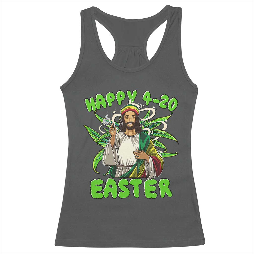 Funny Easter Day Christian Weed Racerback Tank Top Happy 420 Easter Jesus Smokes Stoner