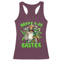 Funny Easter Day Christian Weed Racerback Tank Top Happy 420 Easter Jesus Smokes Stoner
