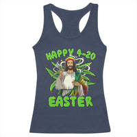 Funny Easter Day Christian Weed Racerback Tank Top Happy 420 Easter Jesus Smokes Stoner
