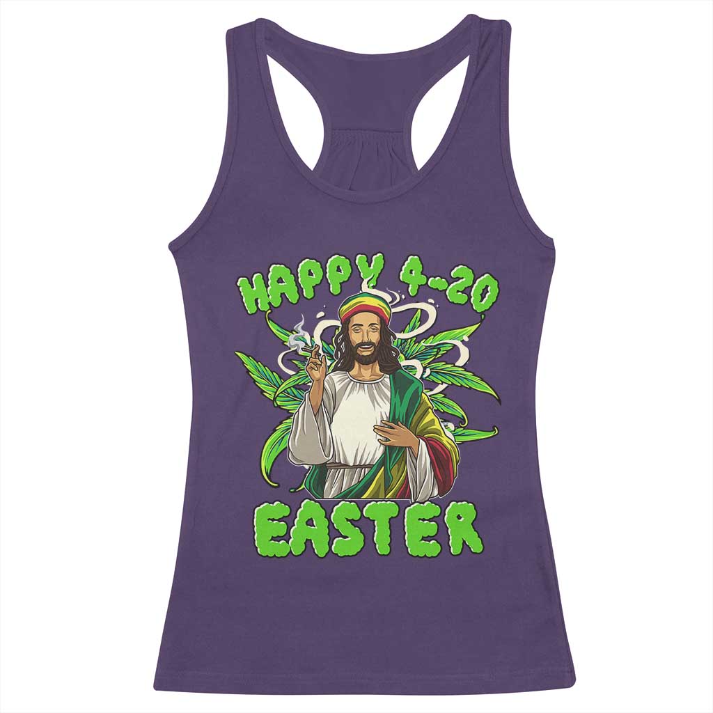 Funny Easter Day Christian Weed Racerback Tank Top Happy 420 Easter Jesus Smokes Stoner